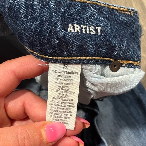 American Eagle Artist Jeans Straight Leg Low Rise Stretch Denim Dark Wash Size 2 - Picture 9 of 13